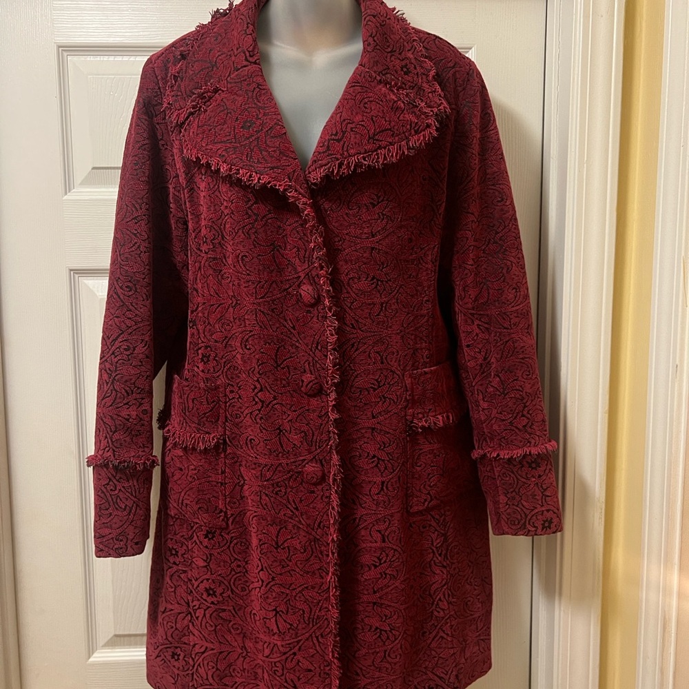 Big Chill Deep Red Textured Teddy Jacket